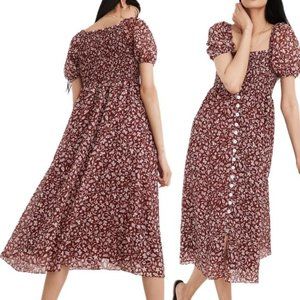 Smocked Midi Floral Dress